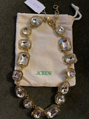 J. Crew Gold-Tone Clear Crystal Bib Necklace